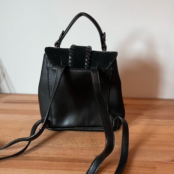 Black, leather mini backpack - Picture 2 of 3